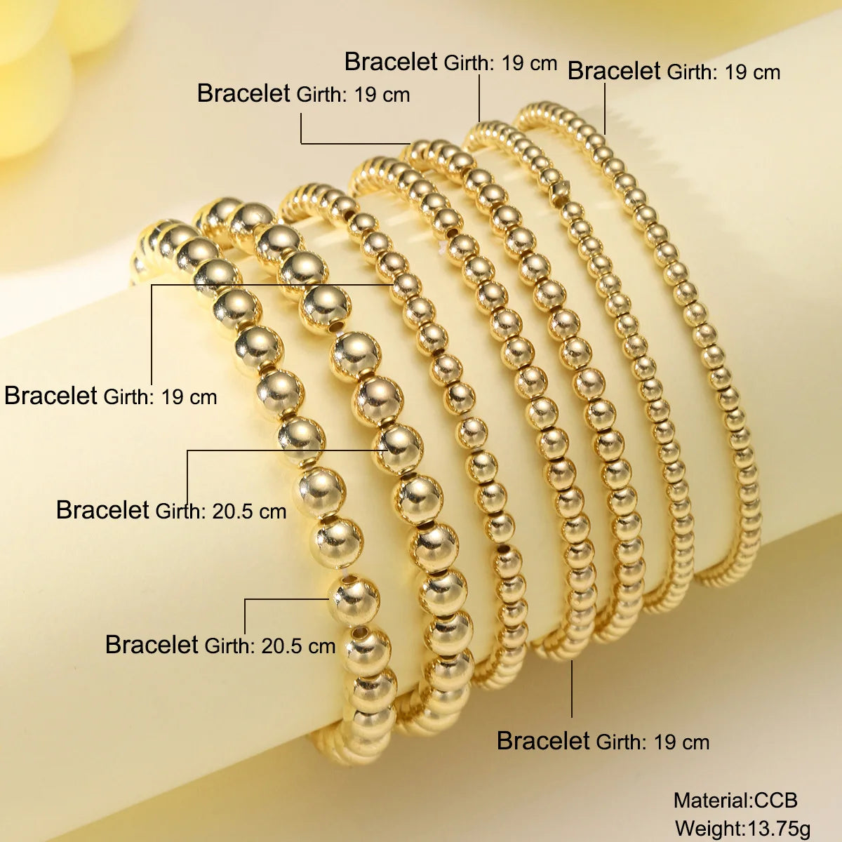 7 Teile/Satz Vintage handgemachte goldfarbene Perlenarmbänder Set Stretch Damen Trend Armbänder Fashion Mädchen Party Boho Schmuck Geschenke