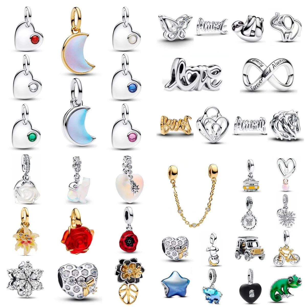 2026 Neuer S925 Silber Hohl-Elefant Affe Auto Anhänger Passend für Original Armband DIY Zubehör Damen Charm Schmuck Geschenke