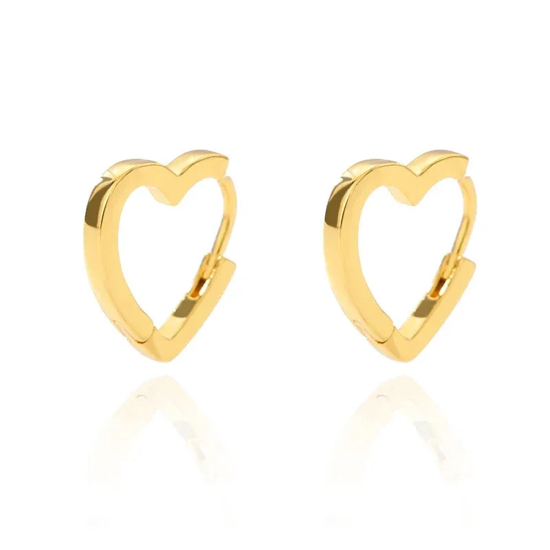 Herz Edelstahl Ohrringe für Frauen Zirkon Goldfarbe Creolen Ästhetische Wasserdichte Ohrpiercing Schmuck Accessoires
