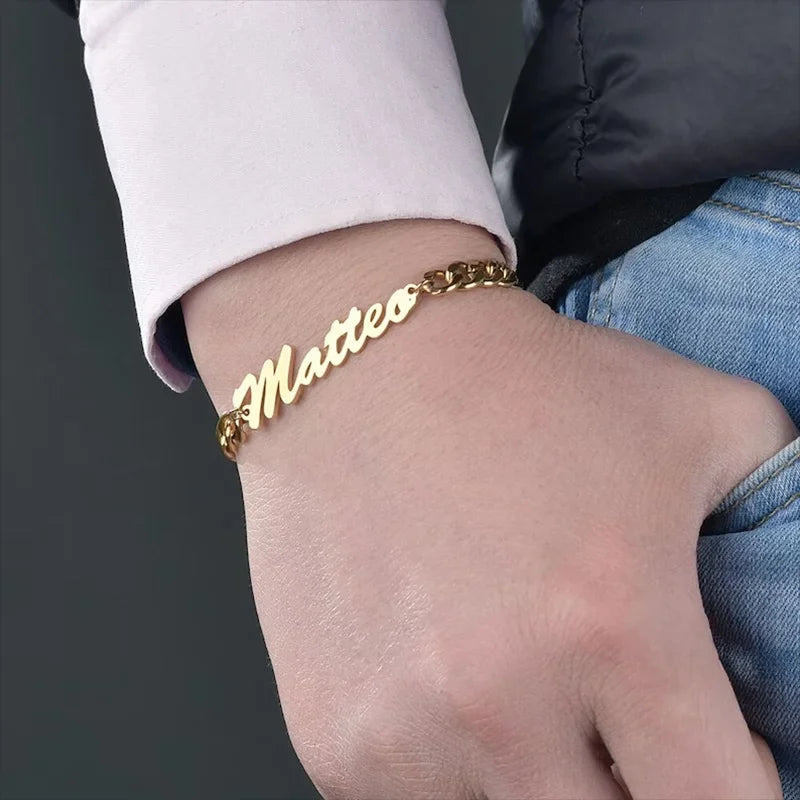 New Custom Name Charm Bracelet for Women Personalized Stainless Steel Cuban Bracelet Jewelry Accessories Boyfriend Couple Gift