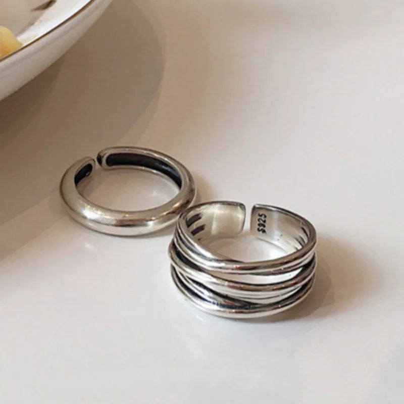 Anillo cruzado de plata de ley 925 para mujer, diseño geométrico, simple, vintage, hueco, joyería, regalo para fiestas, venta al por mayor, dropshipping
