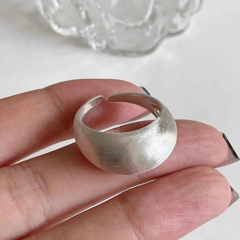 Anillos sencillos de plata de ley 925 con diseño de elipse y geometría, lijados, para mujer, pareja, compromiso, joyería de lujo, accesorios.