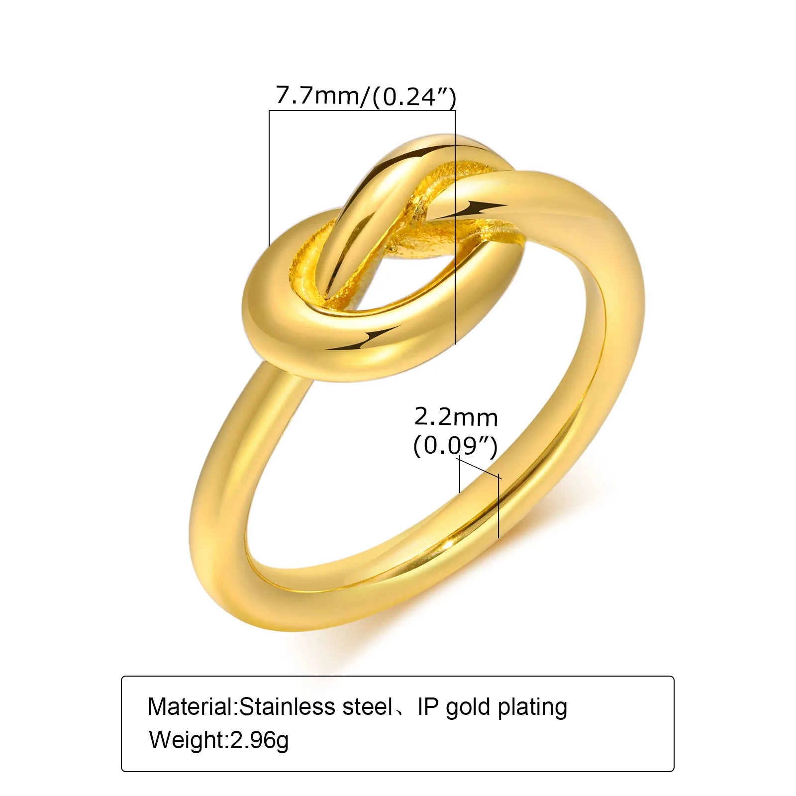 Liebesknoten-Ring für Damen, Edelstahl vergoldet, zierlicher Stapelring, winziger Tie-the-Knot-Statement-Schmuck
