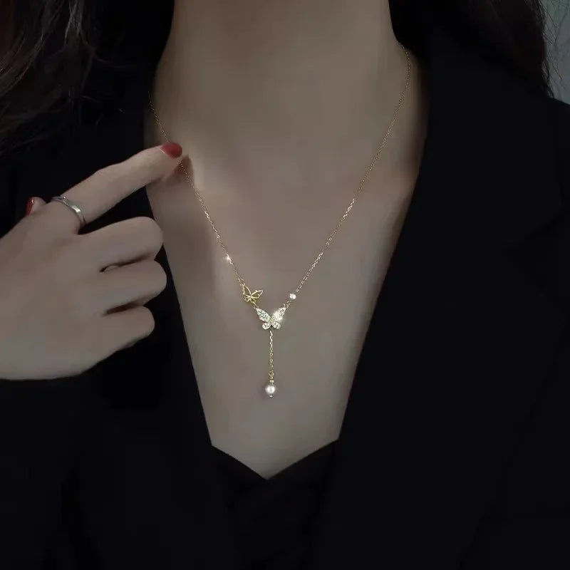 Vintage Golden Silver Color Heart Pendant Necklace for Women New Trend Girls Clavicle Chain Jewelry Birthday Gifts Wholesale
