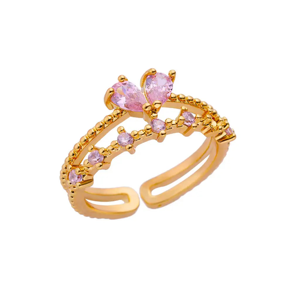 Pinky Zirkon Ring für Damen Edelstahl Goldfarben Ring 2025 Trend Paar Wasserdicht Ästhetisch Hochzeit Y2K Schmuck Anillos