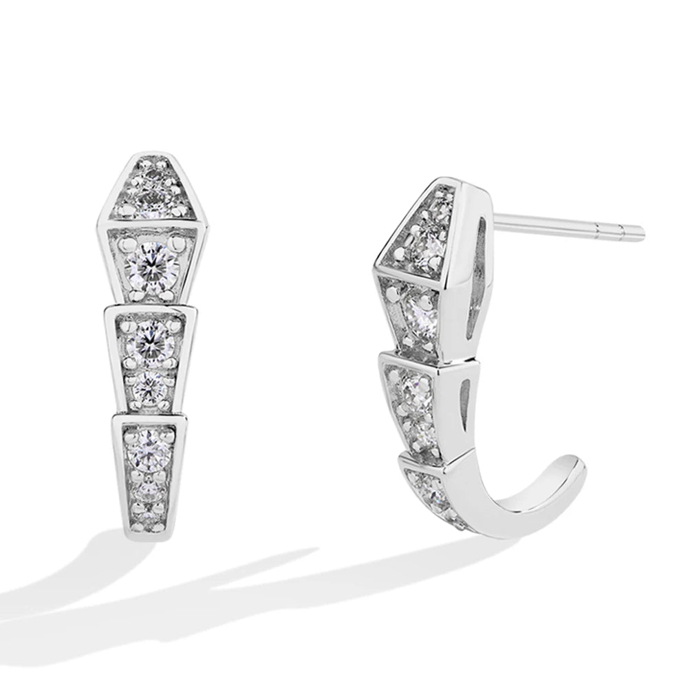 MINTYBOX Pendientes de tuerca Snake Moissanite para mujer Pendientes de diamantes de plata de ley S925 Joyería fina de lujo para compromiso y boda