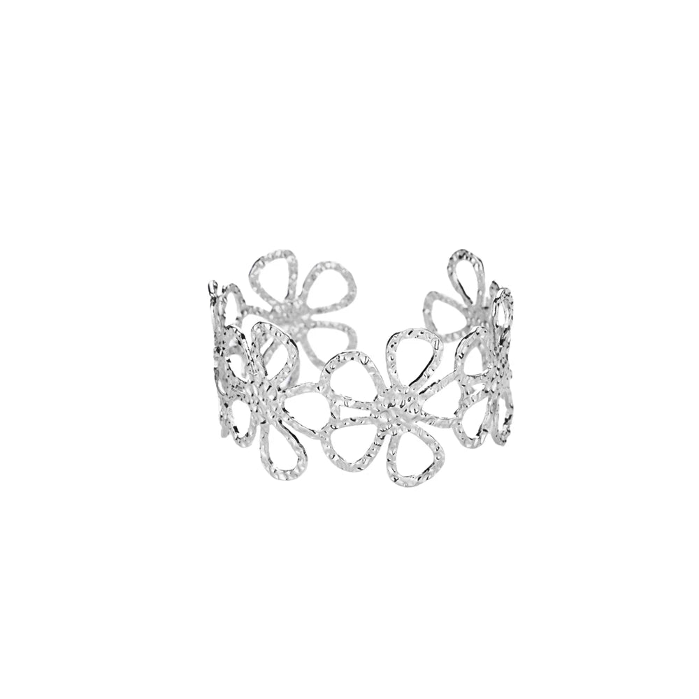 Vintage Blumenarmreifen für Damen Goldfarbene Edelstahl Blumenarmreifen Armbänder Damen Schmuck Party Geschenk Pulseras