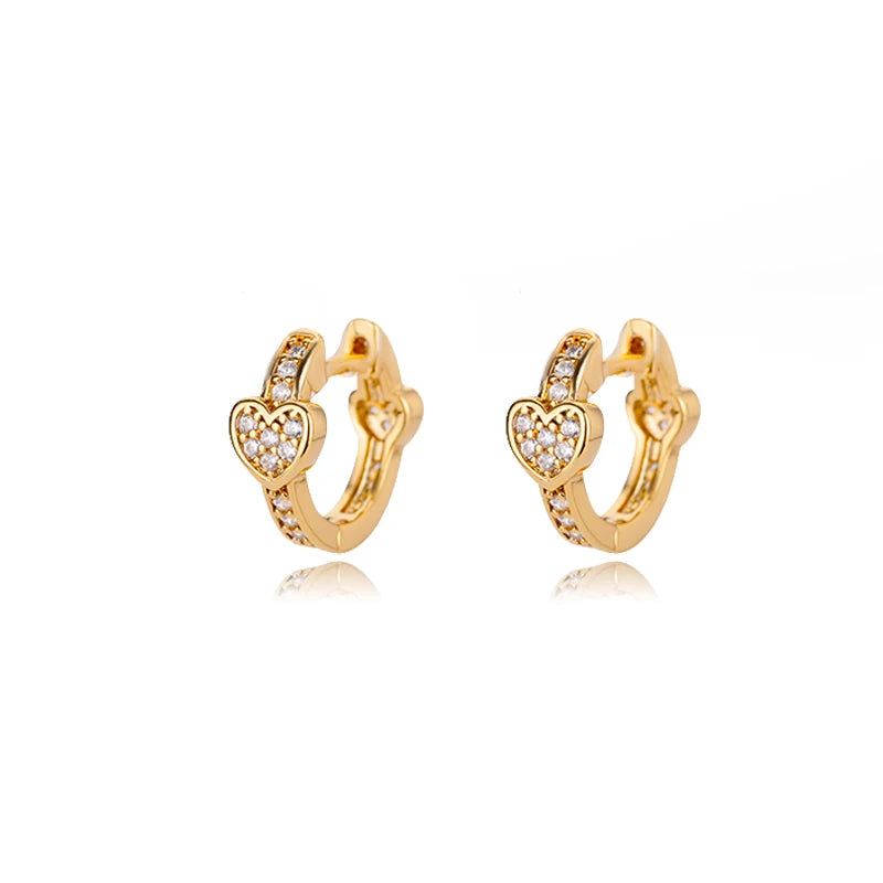 Zirkon Herz Ohrringe für Damen, Edelstahl, goldfarben, Piercing-Ohrringe, Trendschmuck 2025, Aretes, Accessoires für Frauen