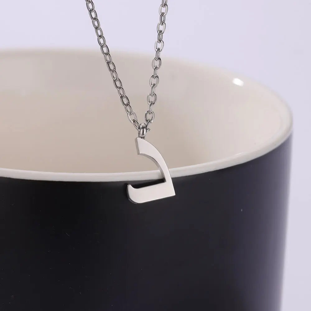 Collar con colgante de letras árabes para mujer, cadena inicial de acero inoxidable, gargantilla, collar, joyería de boda 2024, bisutería
