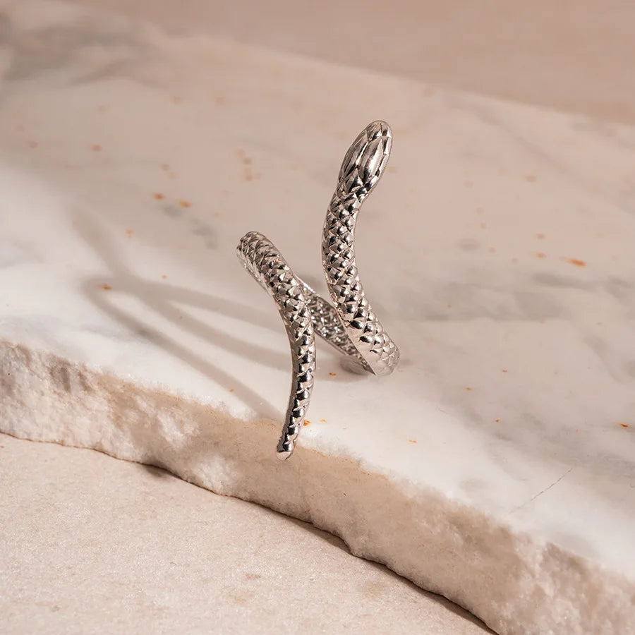 2025 New Arrival Snake Shaped Cuff Bracelet Ring Set for Women Exaggerated Metal Unique Design Bracelet Fashion Jewelry Set