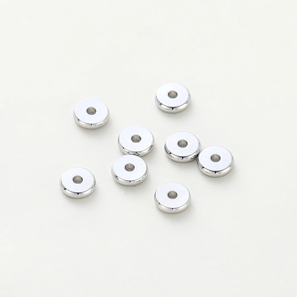 50 Stk./Los 14K/18K Vergoldetes Messing 4mm 5mm 6mm Runde Spacer Perlen Flache Armbandperlen für DIY Schmuckzubehör