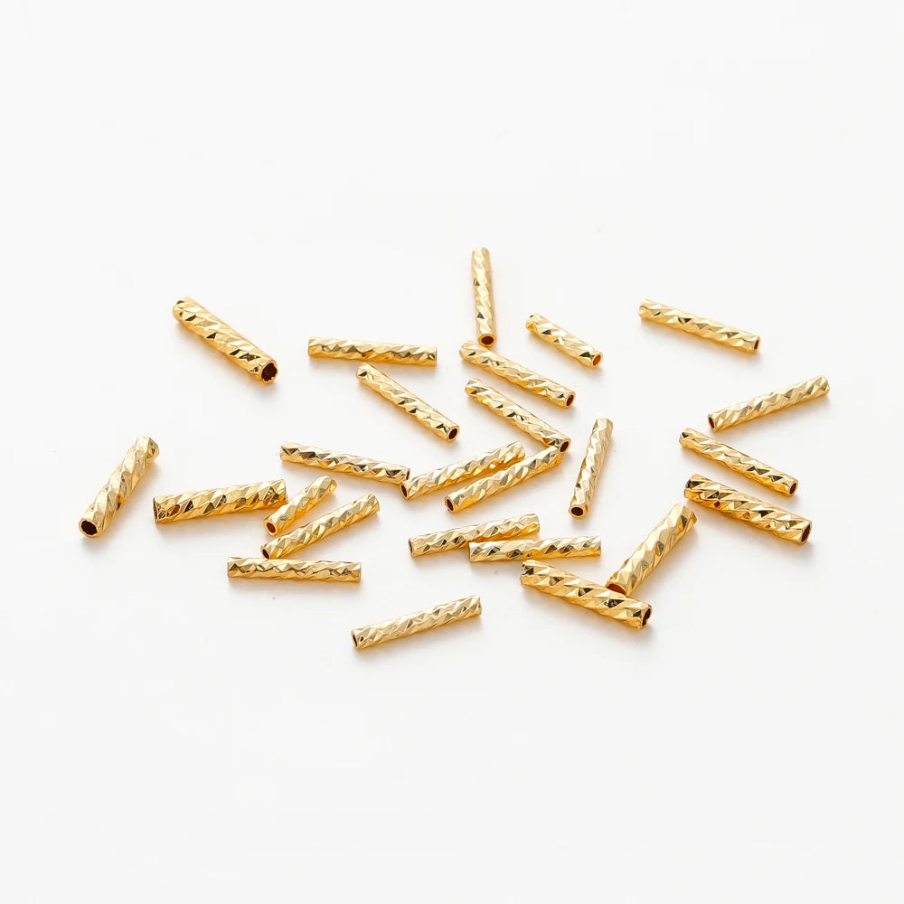 100 Stück 7 mm 10 mm 14 K 18 K vergoldete Messing-Geraderohr für Armbänder, gestreifte Röhren, Schmuckzubehör, DIY-Zubehör