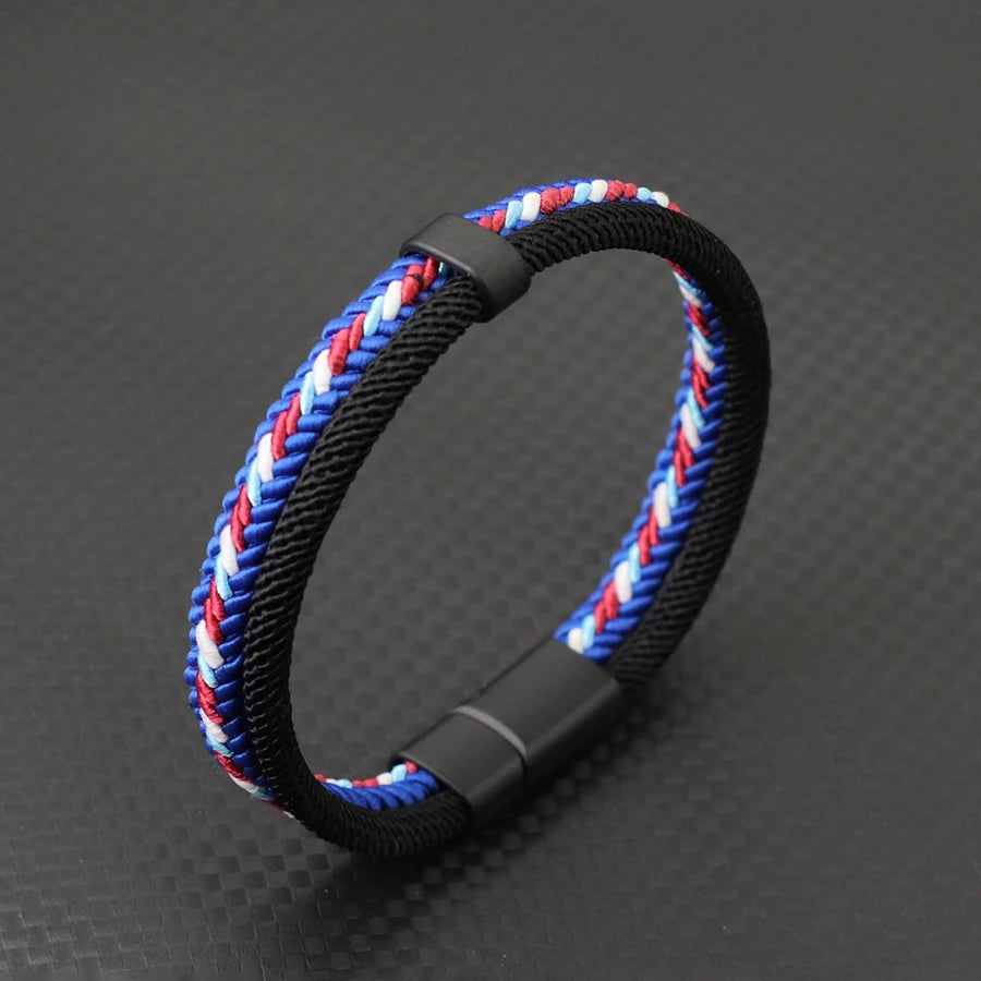 Noter Neues personalisiertes handgemachtes Seilarmband für Herren, abnehmbare Schnalle, 4 Farben, ethnische Stoffqualität A, Armreif Pulseria Homme