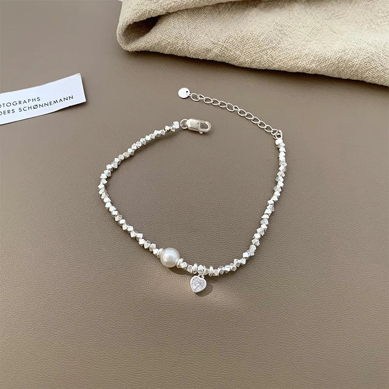 VENTFILLE 925 Silver Double Layer Pearl Bracelet for Women Girl Design Bead Korean Jewelry Dropshipping
