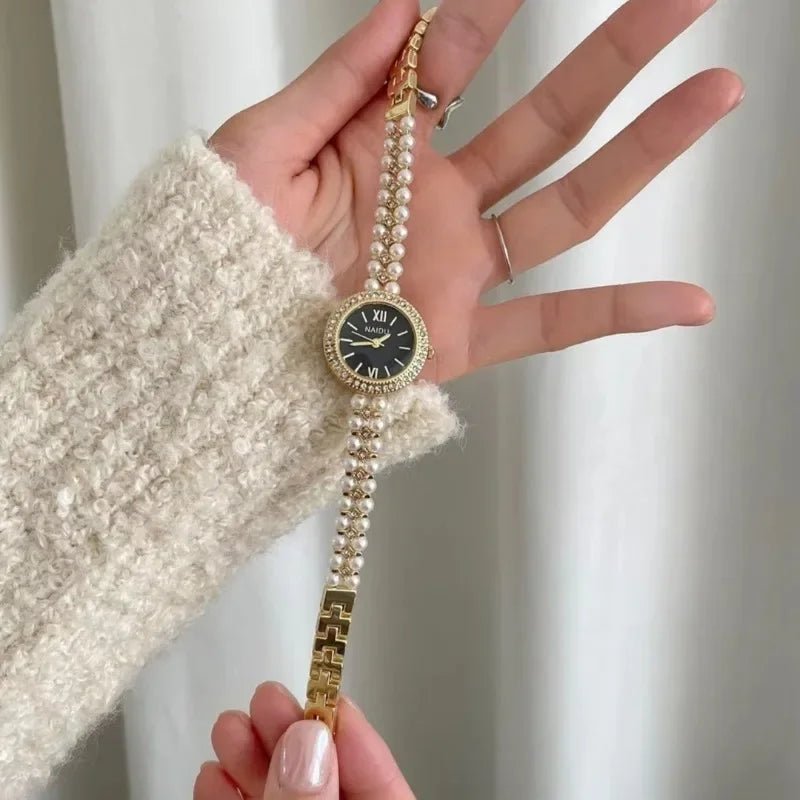 Perlenbesetztes Armband Damenuhr Luxus Damengeschenk Armbanduhr Mode Quarzuhr Dropshipping Relojes Para Mujer