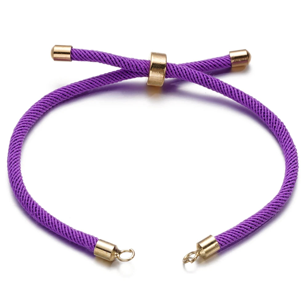 1 Stück Verstellbare Nylon Geflochtene Kordeln Schieber Freundschaftsarmbänder mit Messingkordelende für Schmuckherstellung DIY Zubehör