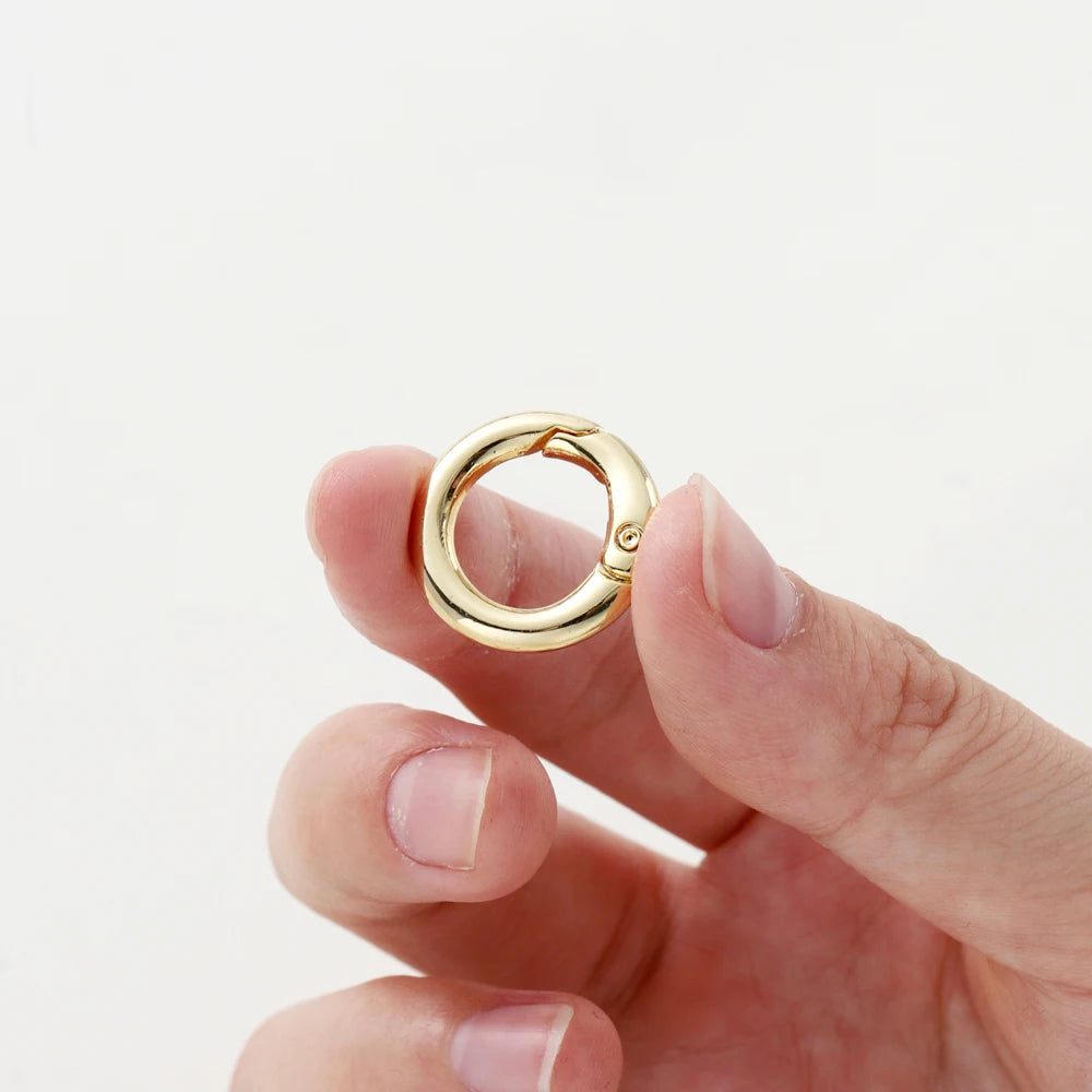 5 Stück 20mm 14K 18K vergoldete O-Ring Federverschlüsse, aufklappbare runde Schlüsselanhänger Haken Anhänger Verbinder für DIY Schmuckherstellung