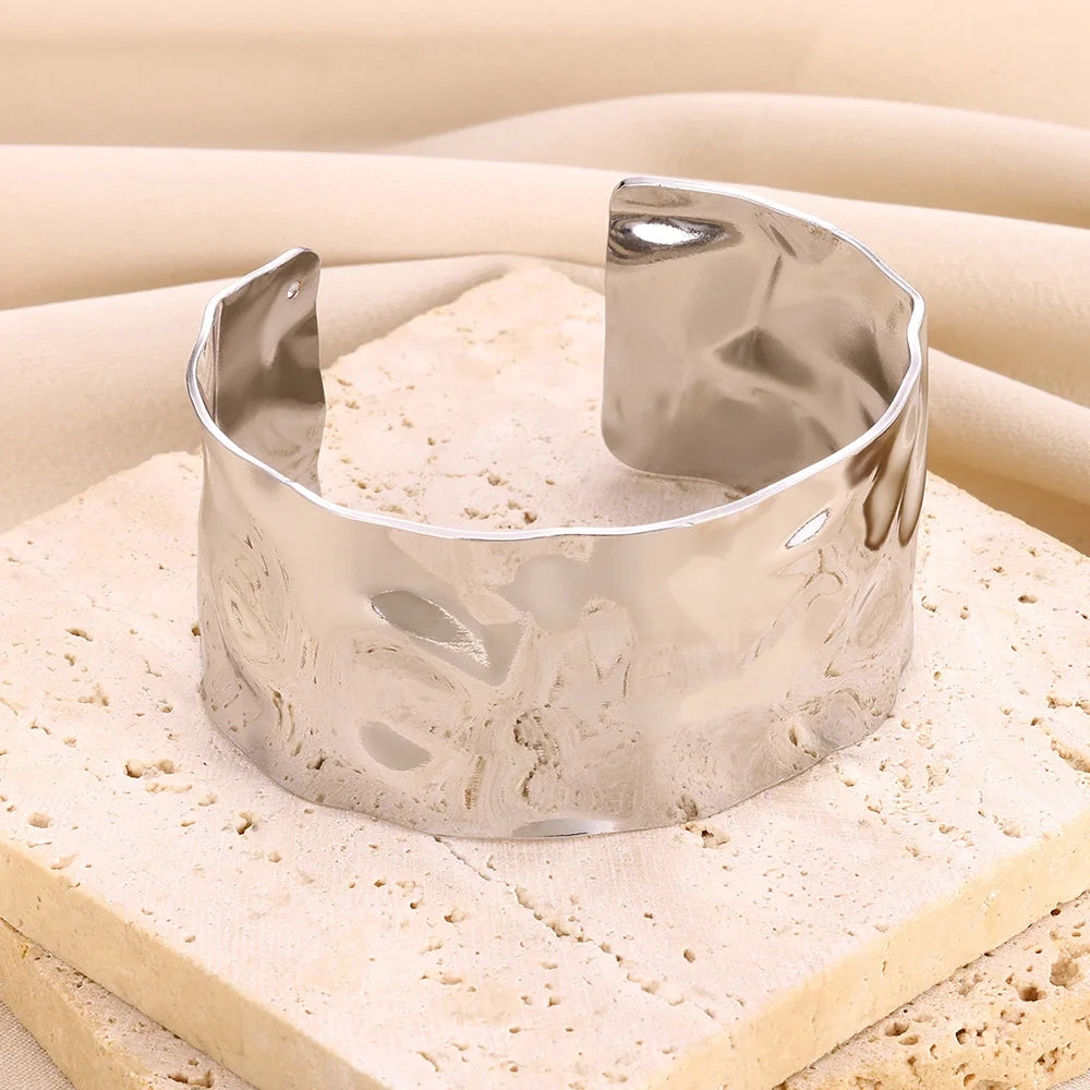 Vintage unregelmäßiges Armband für Frauen, Edelstahl, Goldfarbe, offener Armreif, exquisite Luxus-Schmuckgeschenk pulseras bijoux