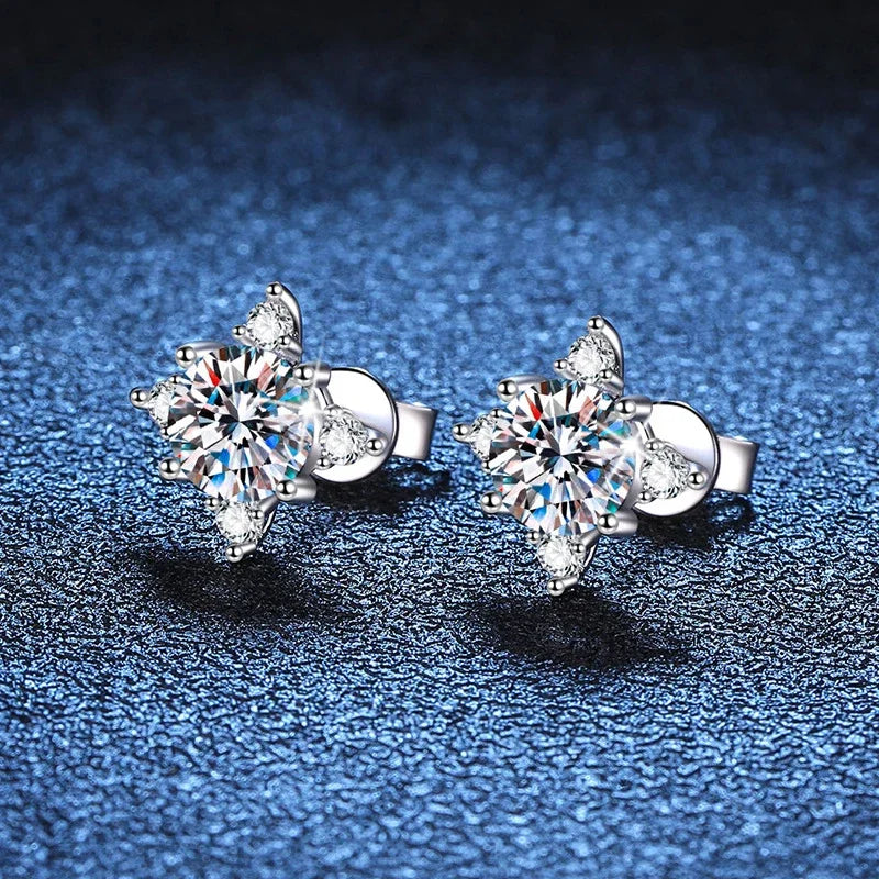 NeeTim 1 Karat 6,5mm D Farbe Moissanit Ohrringe 925 Sterling Silber Weißgold Beschichtet Stecker Ohrring Hochzeit Schmuck für Frauen