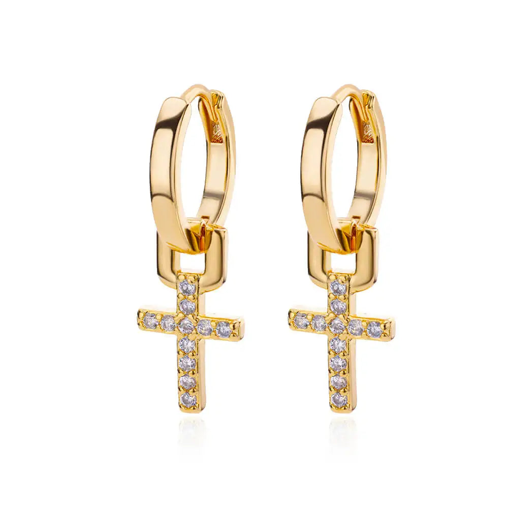 Zirkon Kreuz baumeln Ohrringe für Frauen Mädchen Edelstahl Kreuz Ohrring 2023 Trend Paar Hochzeit Ästhetischer Schmuck Aretes