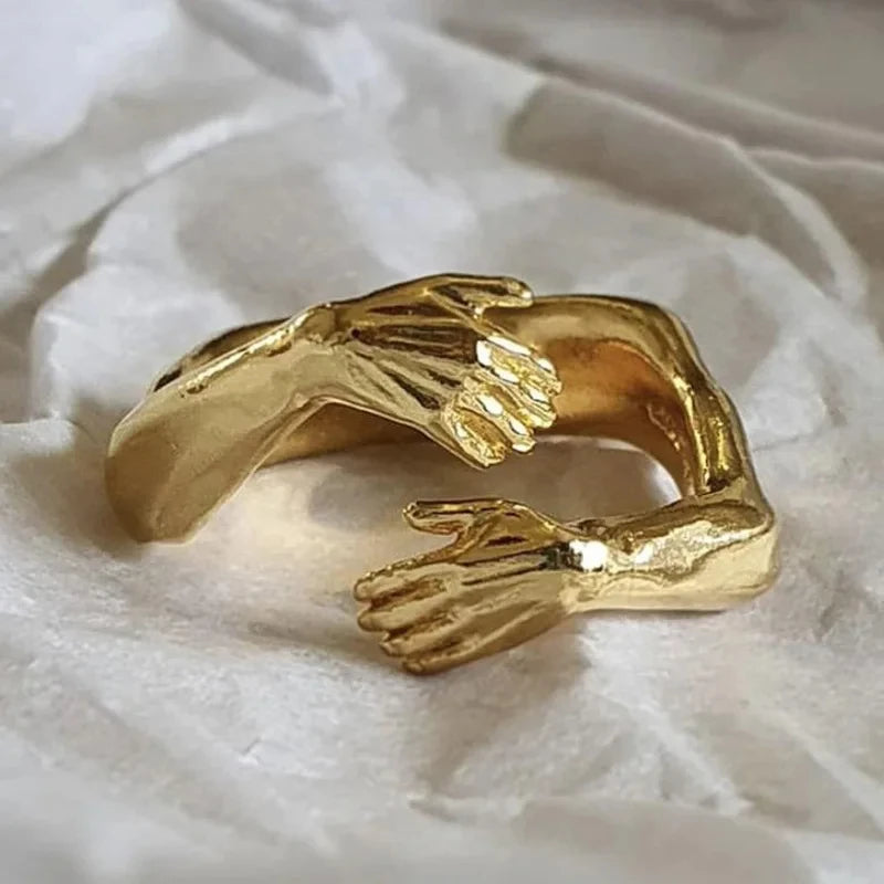Anillos Góticos de Manos Entrelazadas para Mujeres Hombres, Anillo Ajustable de Manos Abiertas, Joyería Vintage para Fiestas, Bodas, Parejas, Anillos, Bague