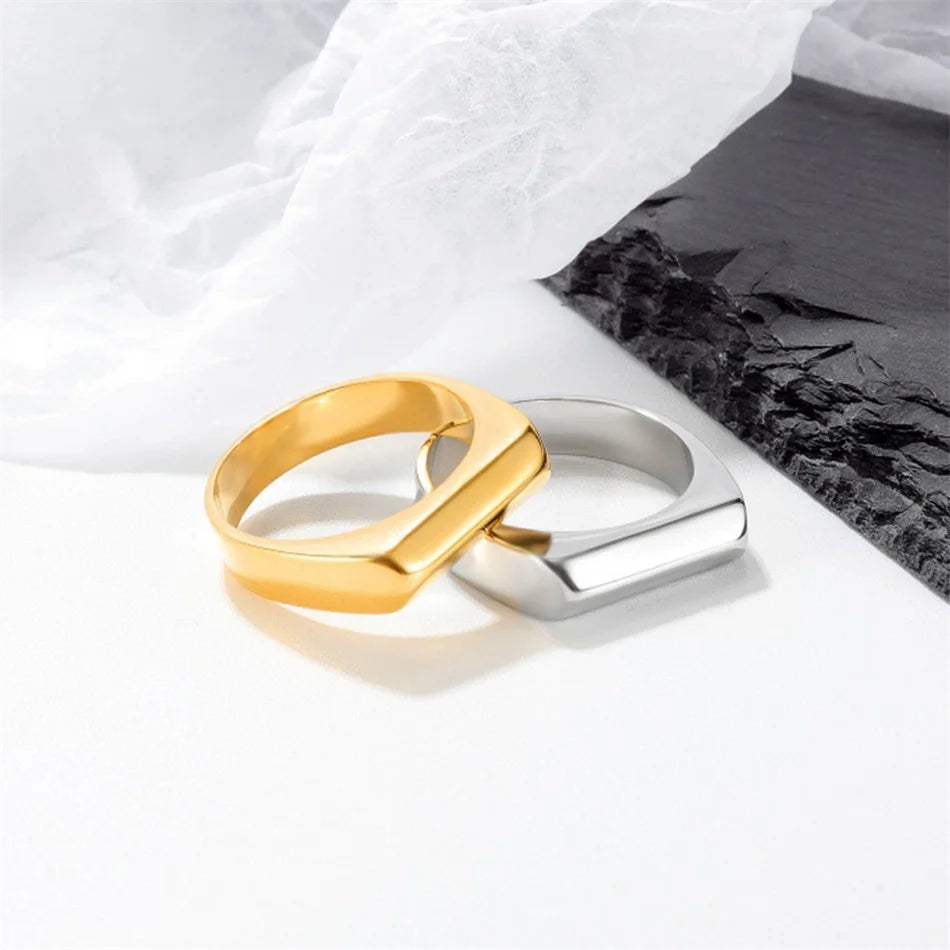 Anillo de acero inoxidable SUNIBI para mujer, 5 mm, color dorado, anillos personalizados para parejas de amantes, regalo, joyería de moda al por mayor/Dropshipping
