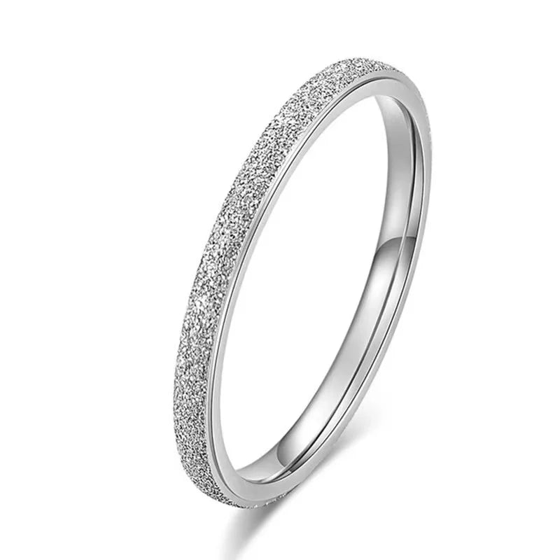 SUNIBI Anillo de acero inoxidable esmerilado para mujer, moda, anillos de dedo de Color dorado simple, regalos de boda, joyería para niñas al por mayor