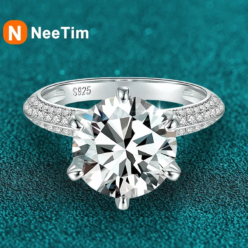 NeeTim 5 Karat Moissanit Eheringe für Frauen 925 Sterling Silber Ewigkeit mit Weißgold überzogen Band Verlobungsschmuck