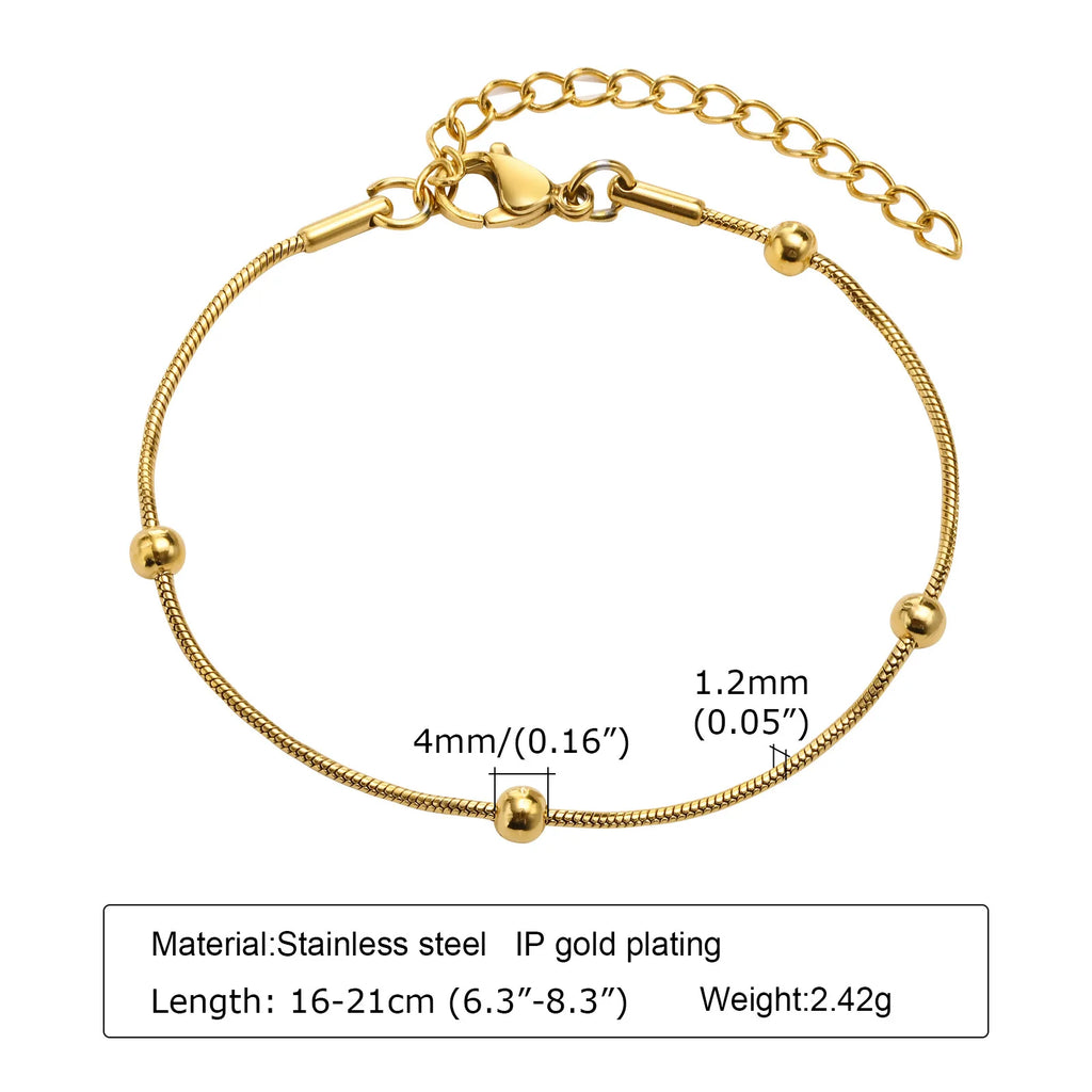 Nicht anlaufendes Edelstahlarmband vergoldet stapelbar für Damen, dünnes Fischgrätenkettenarmband wasserdichter Schmuck Geschenk
