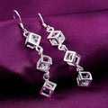 Heiße feine 925 Sterling Silber Kristallgitter Tropfenohrringe für Frauen edle Mode Party Schmuck Trendsetter Weihnachtsgeschenke