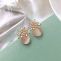 Flower Rhinestones Opal Stud Earrings for Women Small Exquisite Sweet Versatile Advanced Earring Charms Jewelry Gifts Wholesale