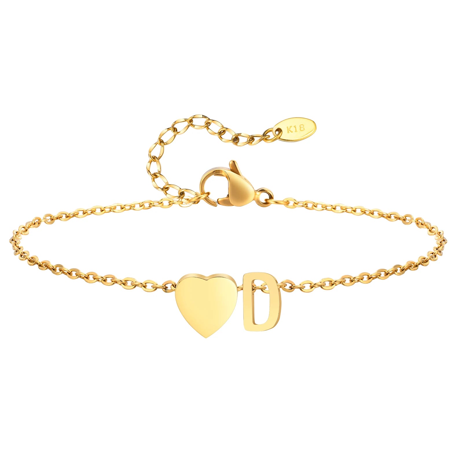 Damen Herz Anfangs-Fußkettchen Armbänder Verstellbarer Strand Schmuck Hypoallergener Edelstahl Personalisierte Namens Fußkette Fußkettchen