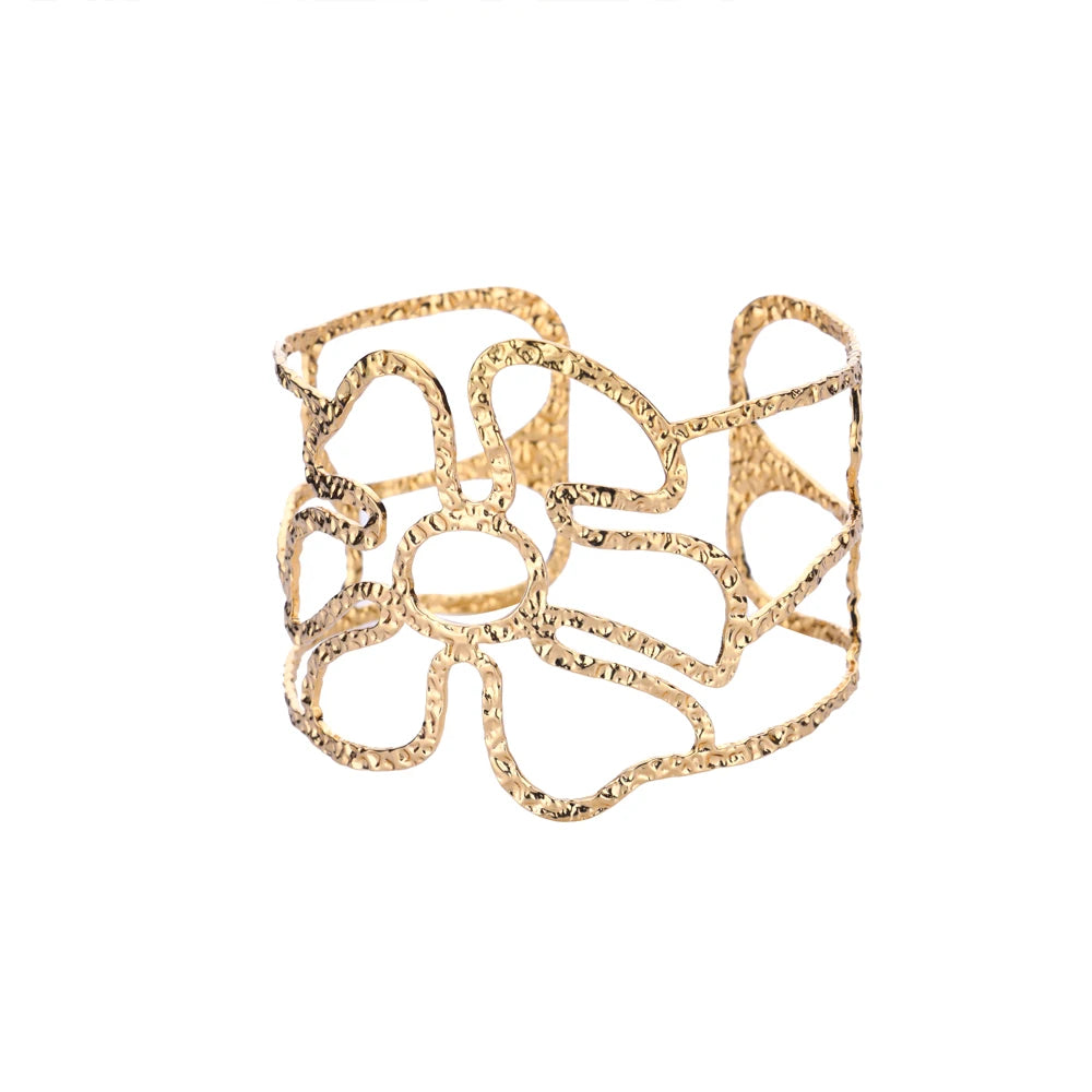 Vintage Blumenarmreifen für Damen Goldfarbene Edelstahl Blumenarmreifen Armbänder Damen Schmuck Party Geschenk Pulseras