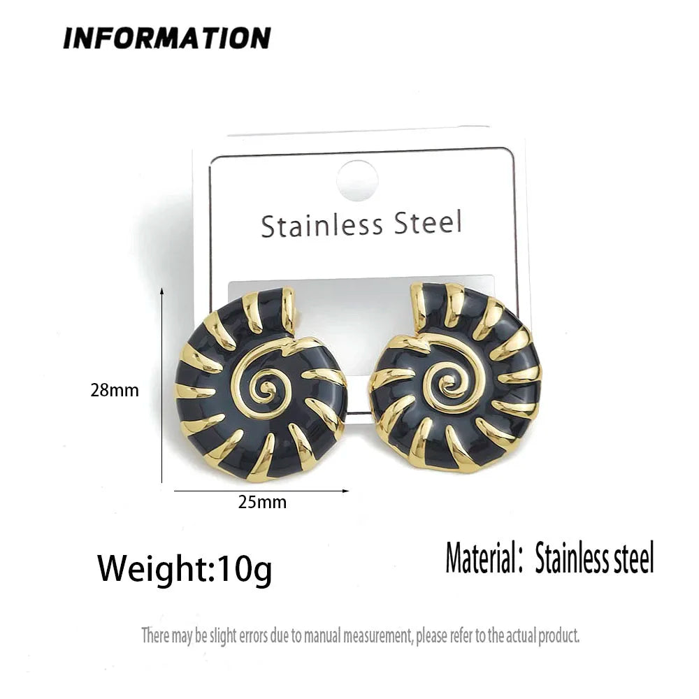 Kreative muschelfarbene Emaille-Edelstahl-Ohrringe, wasserdichte und rostfreie Damenohrringe, Partyschmuck