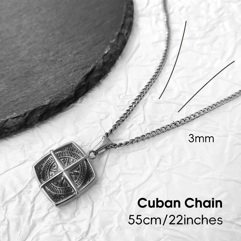 Collar con colgante de brújula náutica - Colgante de brújula punk retro impermeable | Joyería de acero inoxidable chapado en oro de 18 quilates, regalo