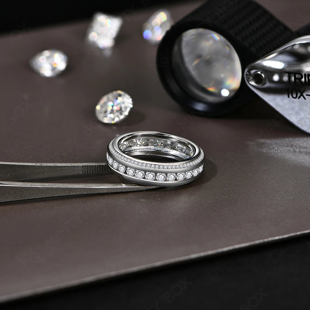 MINTYBOX Anillo de Plata de Ley S925 con Moissanita D VVS1, Diamante Creado en Laboratorio 1.68ctw, Anillos de Compromiso para Mujer, Regalo de Anillo de Boda