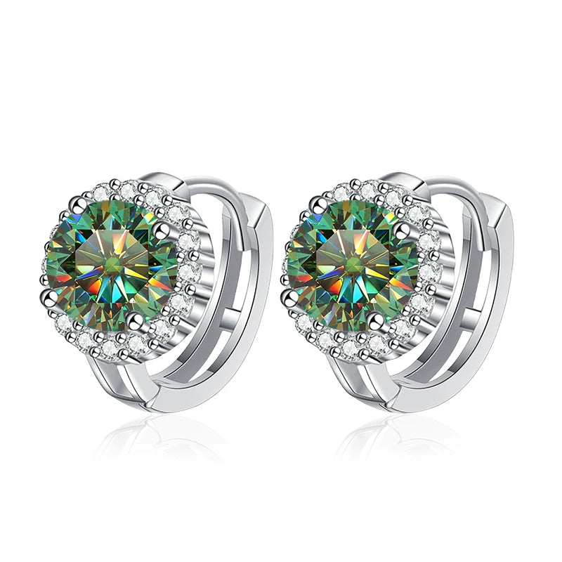 Pendientes NeeTim de Moissanita rosa de 0,5ct 1ct para mujer, Plata S925, Diamantes de laboratorio negros, azules, verdes, grises, arcoíris, Pendientes de boda