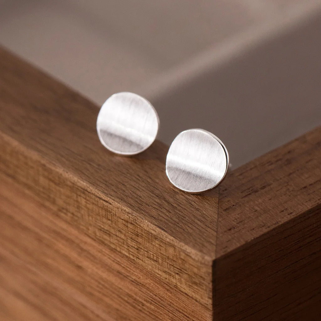 925 Sterlingsilber Mattierte Runde Ohrstecker Für Frauen Hochzeit Verlobung Schmuck Großhandel Accessoires