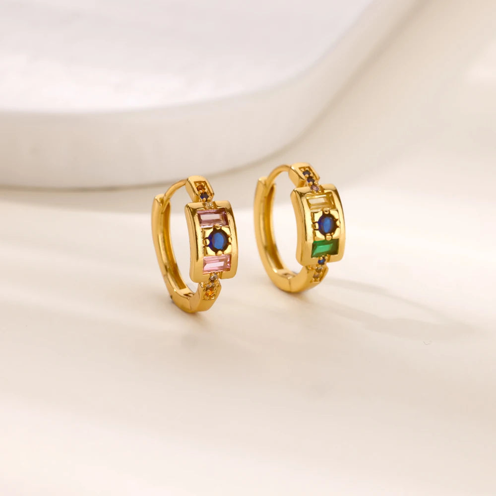 Runde glänzende Zirkonia-Ohrringe für Damen Edelstahl Goldfarben Piercing Ohrringe 2025 Neuer Modeschmuck Muttertagsgeschenk