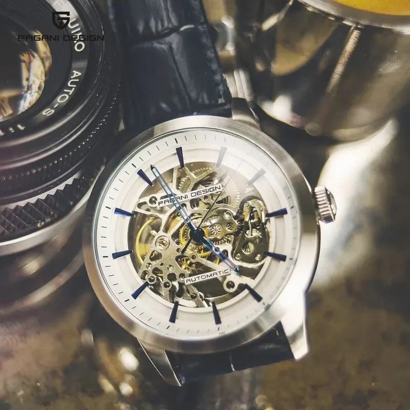 PAGANI DESIGN Reloj de Hombre de Negocios Lujo Esqueleto Hueco Correa de Cuero Reloj de Pulsera Masculino Nuevo Reloj Mecánico Masculino Relogio Masculino