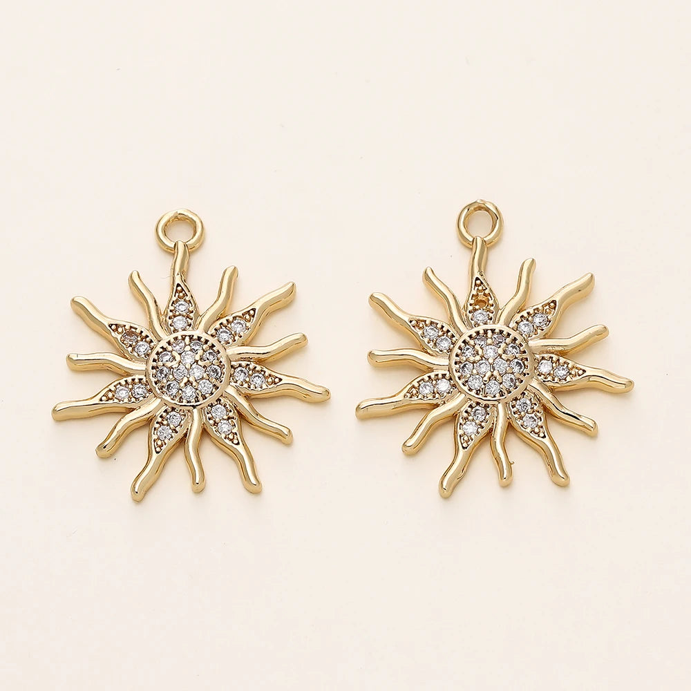2/4 piezas de colgantes de dijes de hojas variadas chapados en oro de 18 quilates con circonitas para suministros de fabricación de joyas de collar DIY