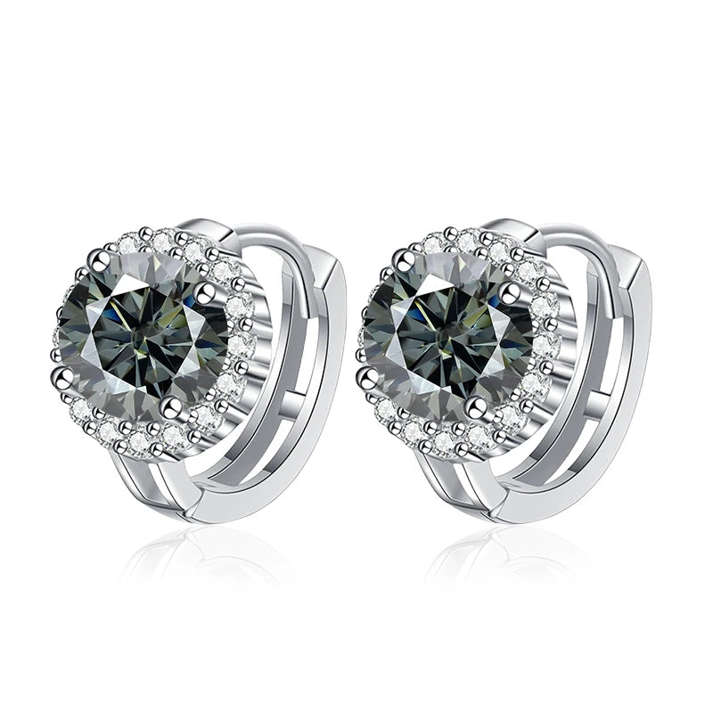 Pendientes NeeTim de Moissanita rosa de 0,5ct 1ct para mujer, Plata S925, Diamantes de laboratorio negros, azules, verdes, grises, arcoíris, Pendientes de boda