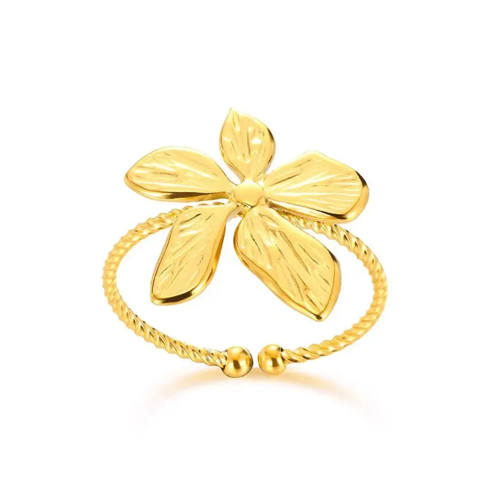 Edelstahl Übertrieben Große Blumenringe Für Frauen Gold Farbe Sonnenblume Fingerring Weiblich Mode Ästhetischer Schmuck Geschenk