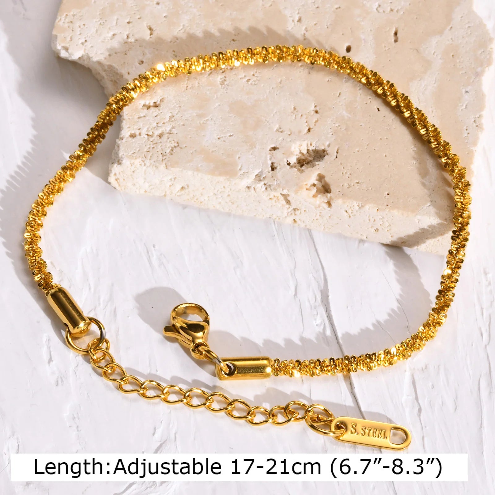 Auffälliges Edelstahl-Kettenarmband für Damen, Vintage 18k vergoldeter eleganter Schmuck