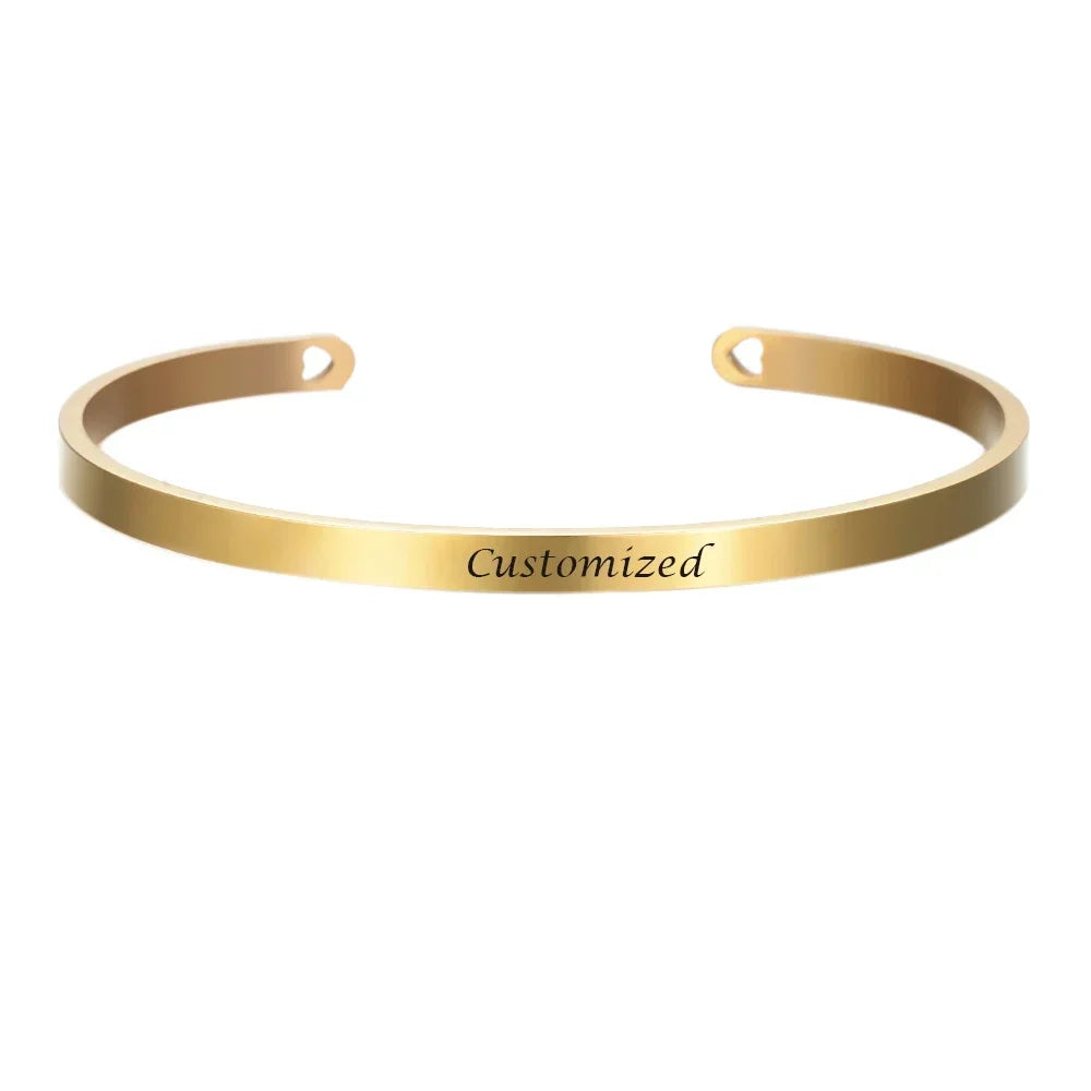 Personalisierte Koordinaten-Gravur Name Text Herz-Aussparung Armreif Personalisierte Bar Halskette Edelstahl Armband Männer Frauen Geschenk