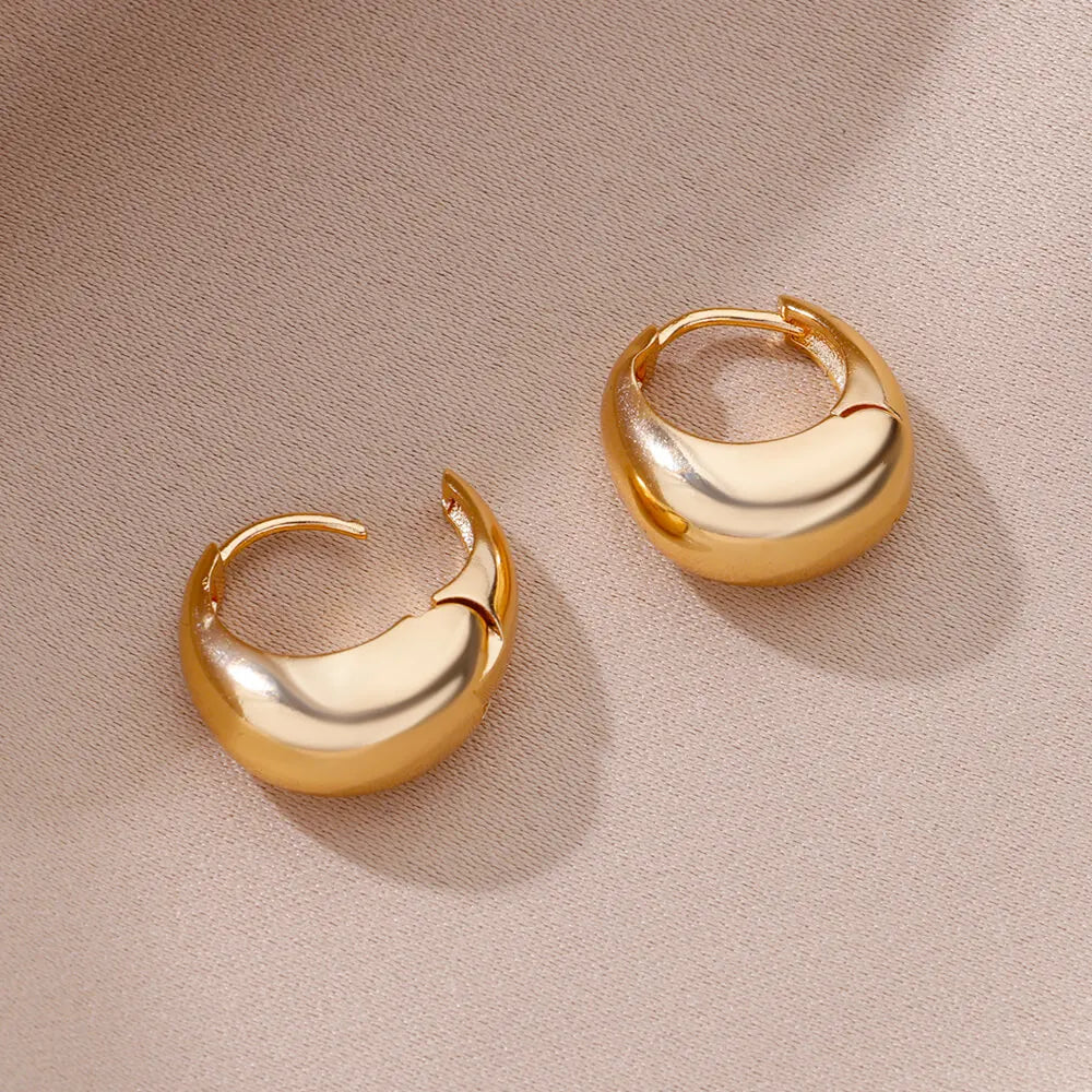 Chunky Tropfen-Creolen für Damen, Edelstahl, goldfarben, Piercing-Ohrring, Trend 2024, Neu im Trend, Schmuck aretes mujer