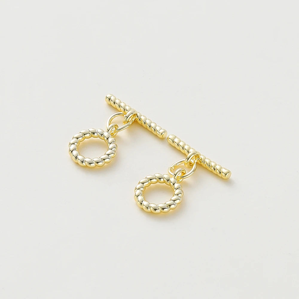 4 Sets 14K/18K Vergoldetes Messing O-Knebelverschluss-Verbinder für DIY Armband Halskette Schmuckherstellung Zubehör