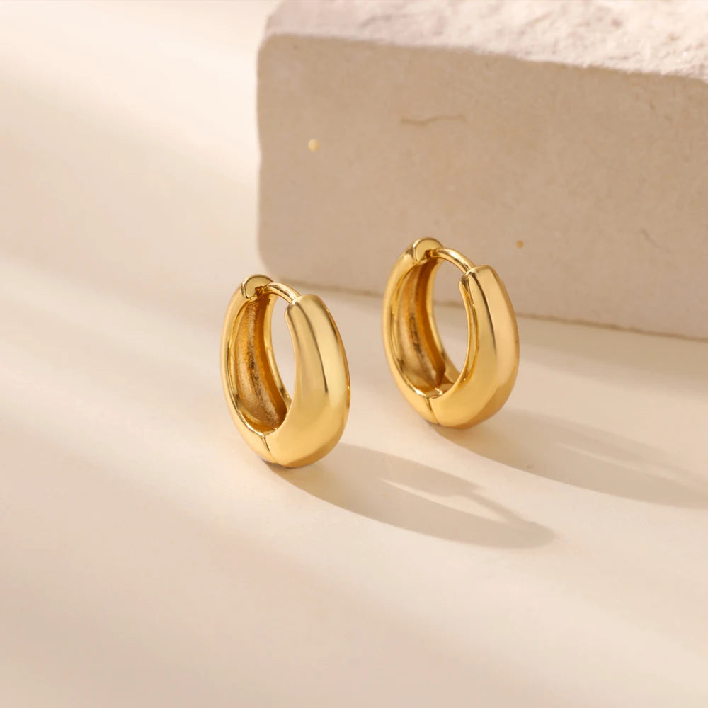 Klassische Creolen für Damen, klobig, Edelstahl, goldfarben, Ohrring, Trend 2025 Neu in minimalistischem Pendientes Schmuck Aretes