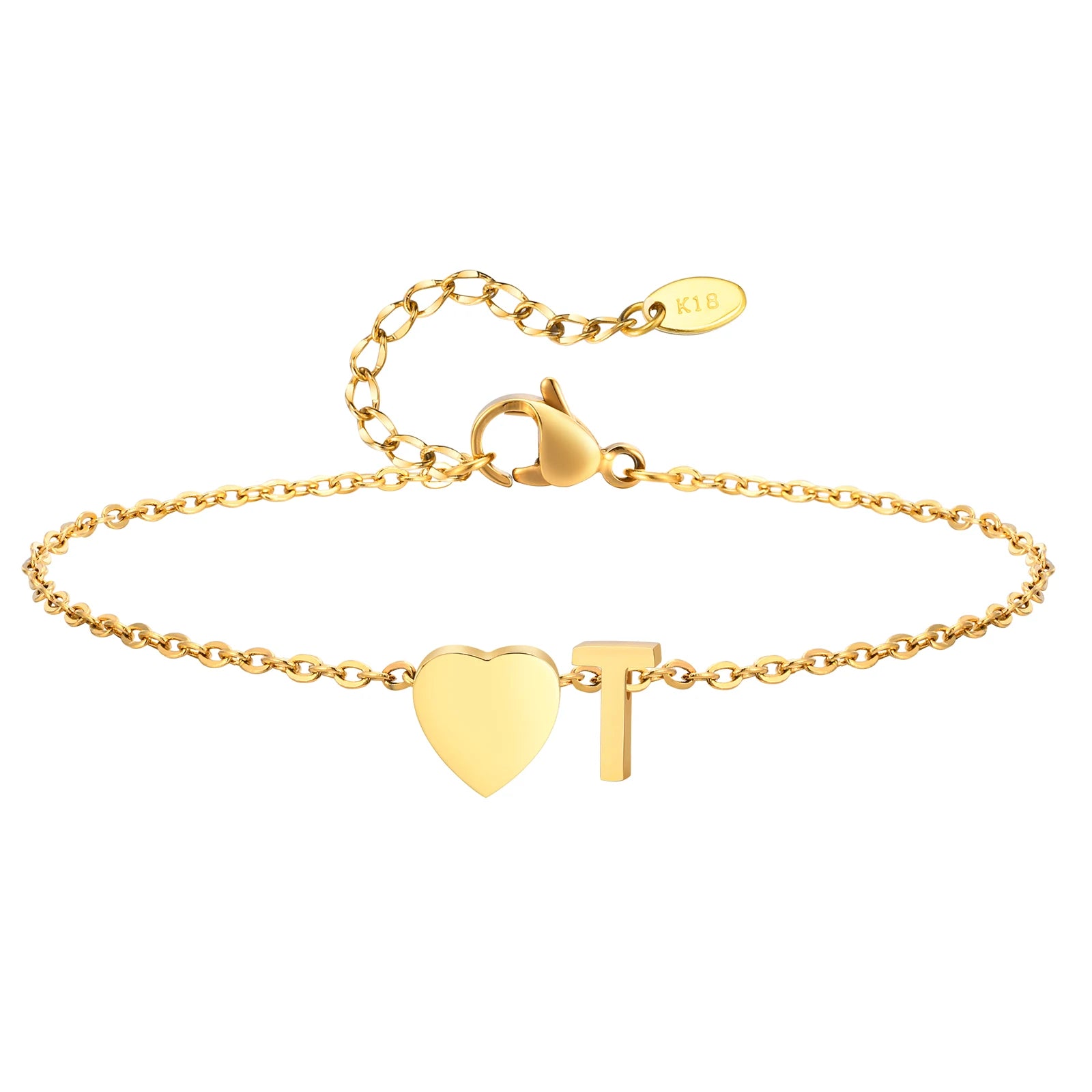 Damen Herz Anfangs-Fußkettchen Armbänder Verstellbarer Strand Schmuck Hypoallergener Edelstahl Personalisierte Namens Fußkette Fußkettchen