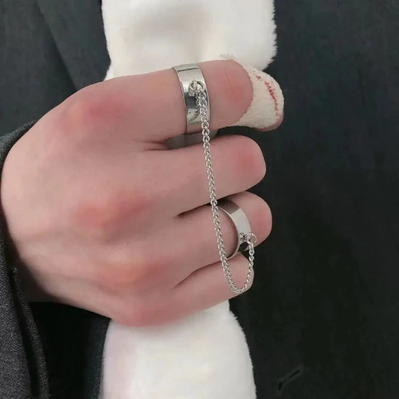 Doppelring Integrierte Kette Öffnung Einstellbar Titanstahl Verblasst Nicht Bungee Hop Hip Hop Maskulinität Retro Super Cool
